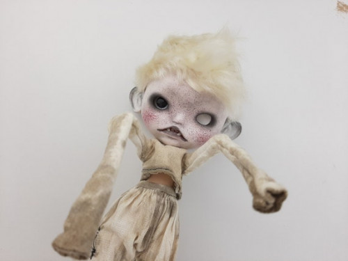 SOLD Сustom Blythe boy sculpting face OOAK zombie vampire white mohair wig short hair |Art doll by Alinari by AlinariShop