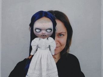 Custom Blythe OOAK vintage bride vampire sculpting modeling crackle face creepy cute Art doll by Alinari adult collector 14+ by AlinariShop