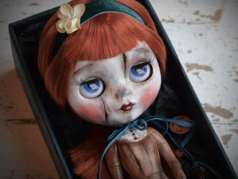 Latest custom Blythe doll "Marigold" little peg doll by BlackribbonBlythes