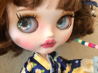 OOAK Tokidoki cat kimono Custom BLYTHE Sparkling Eyes Doll by Gardenofblythes