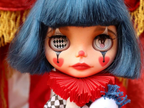 Blythe Clown custom Blythe doll custom "Heart" by FreedomValentina
