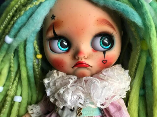 Clown Blythe doll Malvina with bright hair by VDexlusive