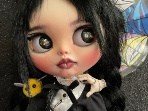 Blythe Doll custom Wednesday Addams by BlythedollsbyDanidi