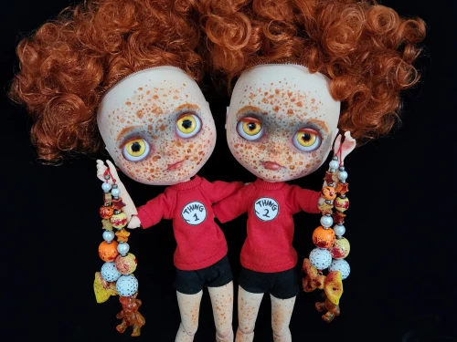 Pennywise twins Blythe dolls by artbycarla