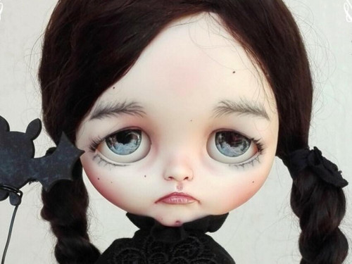 Classic WEDNESDAY ADDAMS Blythe custom doll by AntiqueShopDolls