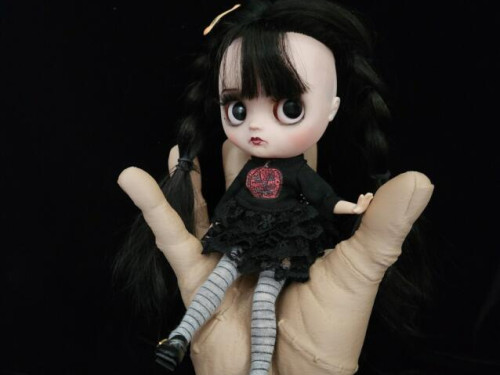 Wednesday Addams middie blythe doll by artbycarla